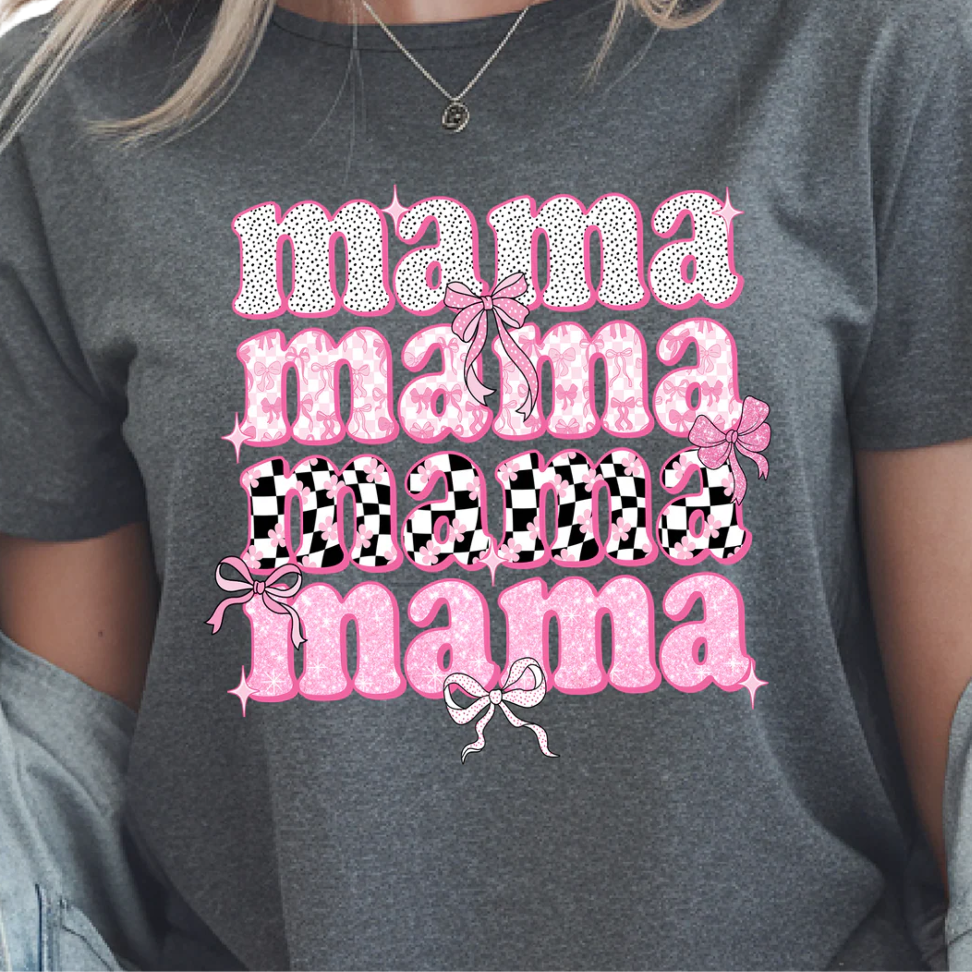 Mama | Retro Pink Bow Coquette Shirt